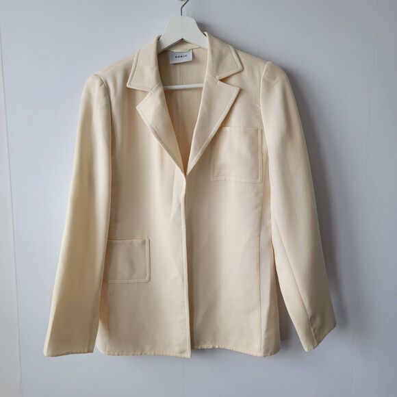 Akris Jackets & Blazers - akris women's wool blend blazer 6 pockets long sleeve cream office careers
